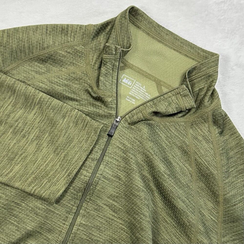 REI Men’s Large Green Quarter Zip Pullover Athletic Hiking Activewear Made USA - Picture 1 of 14